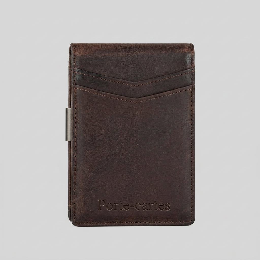 Porte Cartes et Billets Homme — cartes en éventail, levier latéral