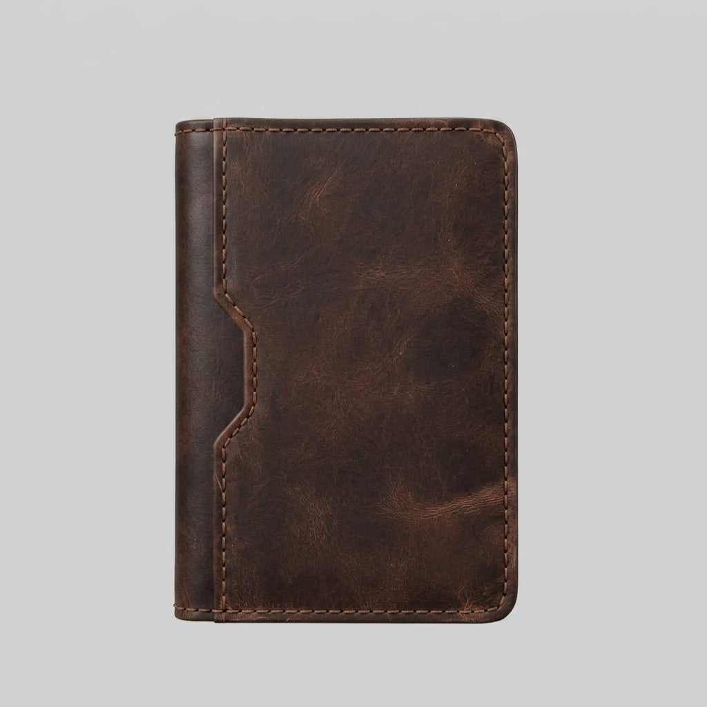 Porte Cartes Cuir Grainé Homme — cuir pleine fleur pull-up marron vintage, vue principale