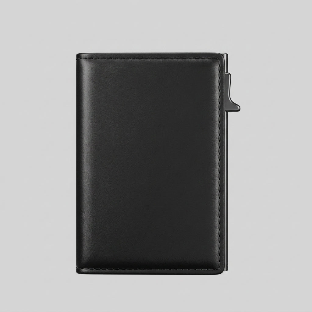 Porte Cartes De Crédit Homme — gros plan sur la matière simili cuir lisse
