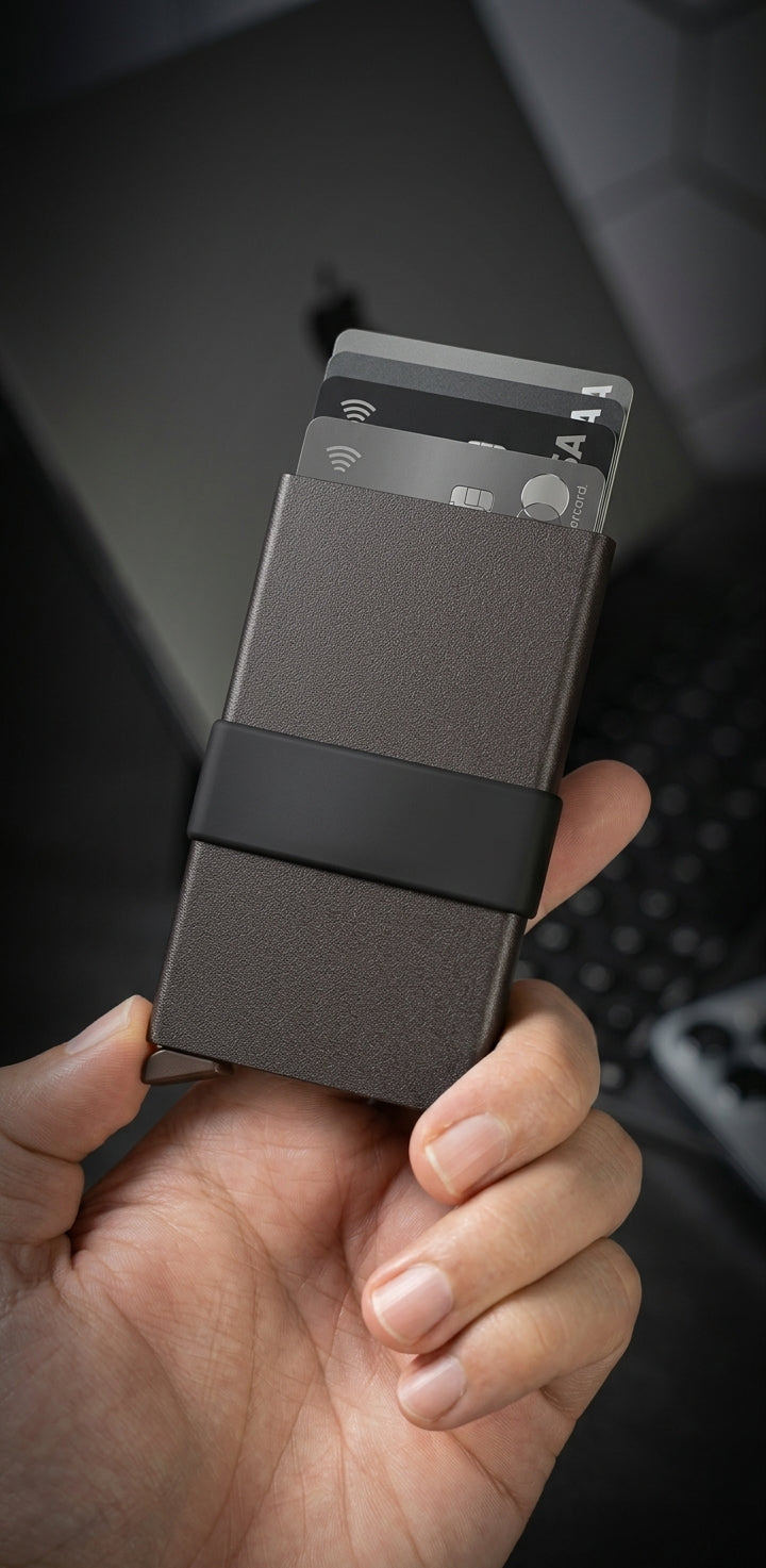 Petit Porte Cartes Homme — ouverture complète, capacité 3 à 4 cartes