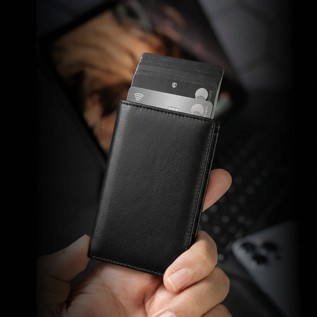 Porte Cartes 3 Volets Homme — vue de dos et profil fin