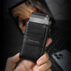 Porte Cartes Cuir Homme Zippé — vue de dos et profil fin