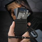 Porte Cartes Bandoulière Homme — ouverture complète, capacité 3 cartes extérieures + pochette interne
