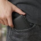 Porte Cartes Cuir Homme Zippé — ouverture complète, capacité 4 à 6 cartes + compartiment monnaie zippé
