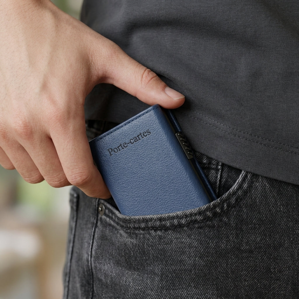Porte Cartes Magnétique Homme — cartes en éventail, fermeture magnétique