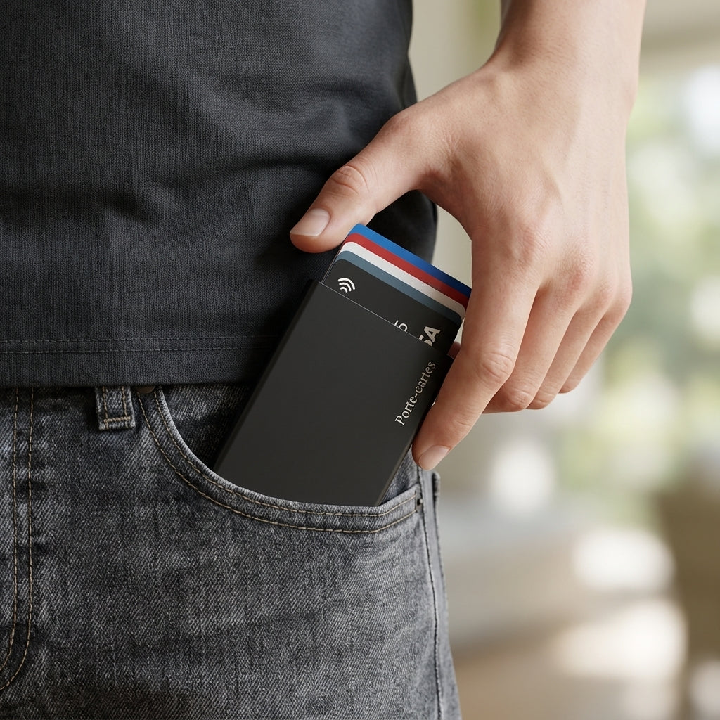 Porte Cartes Slim Homme — détail de la gravure et des finitions