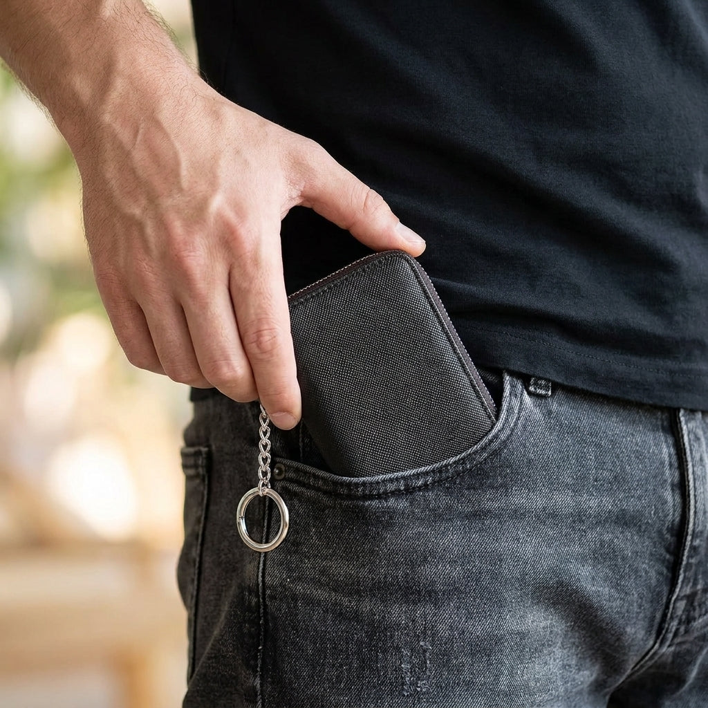 Porte Cartes Étui Homme — vue de dos et profil fin