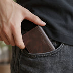 Porte Cartes Cuir Grainé Homme — ouverture complète, capacité 4 à 6 cartes