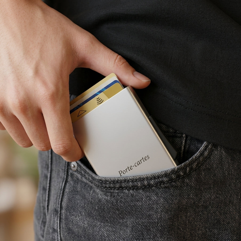 Porte Cartes Clip Homme — vue de dos et profil fin