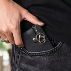Porte Cartes Porte Clé Homme — ouverture complète, capacité 4 à 6 cartes + trousseau de clés
